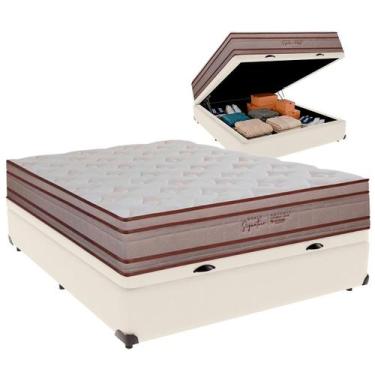 Imagem de Cama Box Baú Casal e Colchão Artemis Molas Ensacadas Colchobel Palha