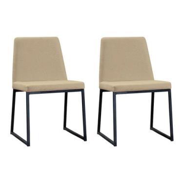 Imagem de Kit 2 Cadeiras para Sala de Jantar Escritório Estofada Base em Aço Yan