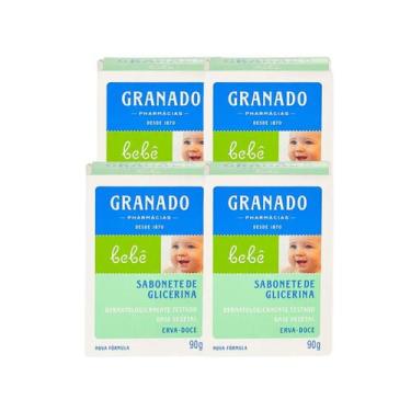 Imagem de 4 Sabonete Barra de Glicerina Granado Bebê Erva-doce 90g
