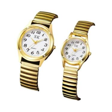 Imagem de Relógios De Pulso Casuais Unissex Com Pulseira Elástica - Pacote Com 2