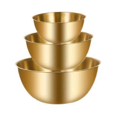 Imagem de Conjunto De 3 Tigelas De Mistura Em Aço Inoxidável Para Amassar Massa,