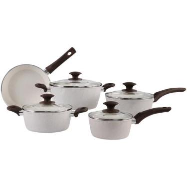 Imagem de Jogo de Panelas Brinox Cerâmico de Alumínio Vanilla 5 Peças Optima Ess