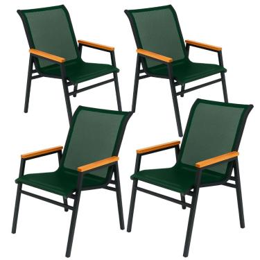 Imagem de Kit 4 Cadeiras Jardim Gourmet área Externa Sala De Jantar Nossa Kasa Verde