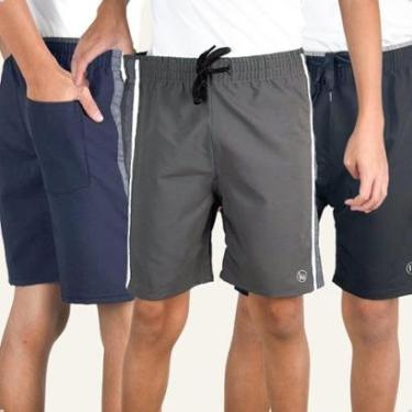 Imagem de KIT 3 Bermuda Infantil Short Tactel Escola Praia Piscina-Masculino