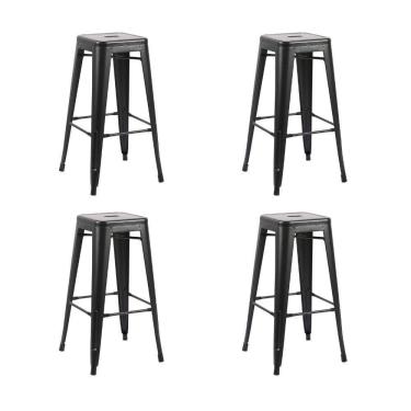 Imagem de Kit 4 Banquetas Altas Iron Tolix Titan Rivatti Preta Base Metal