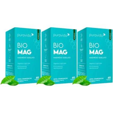 Imagem de 3x Bio Mag Magnésio Quelato Pura Vida 60 Capsulas