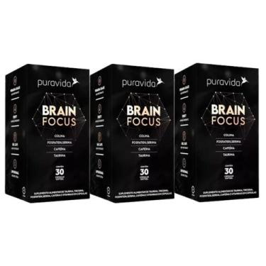Imagem de 3x Brain Focus 30 Cápsulas Puravida