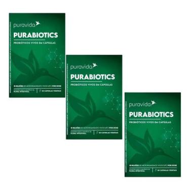 Imagem de 3x Purabiotics Probióticos Vivos Em Cáps. Pura Vida 30caps