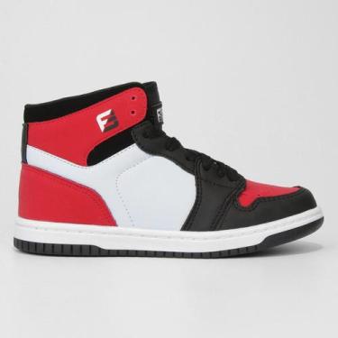 Imagem de Tênis Infantil Cano Alto Fatal Ted Cano Médio, Preto, Vermelho, 28