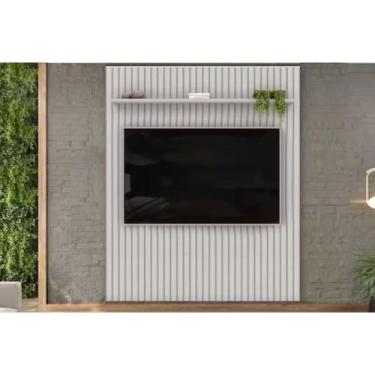 Imagem de Painel Quarto p/ TV até 65 Pol Pratic Ripado c/ 1 Prateleira 183x240cm