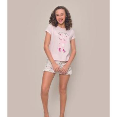 Imagem de Pijama Juvenil Feminino Manga Curta Evanilda Rosa-Feminino