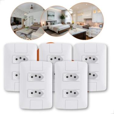 Imagem de Kit 5 Conjunto Tomadas Duplas 20a Tramontina completa linha Aria