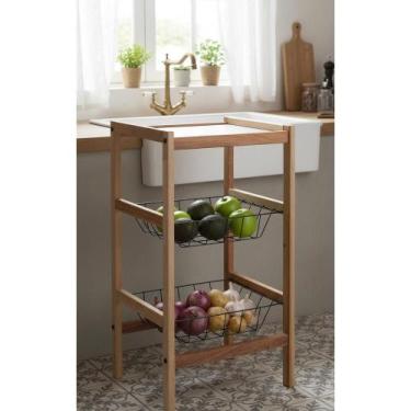 Imagem de Fruteira Chão 2 Cestos Marrom - Elegância e Organização - Congratulati