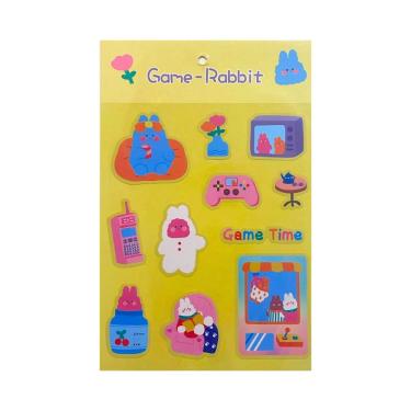 Imagem de Cartela de Adesivos Moure Jar Game Rabbit com Ilustrações Temática de Jogos para Cadernos e Planners Diversas Cores