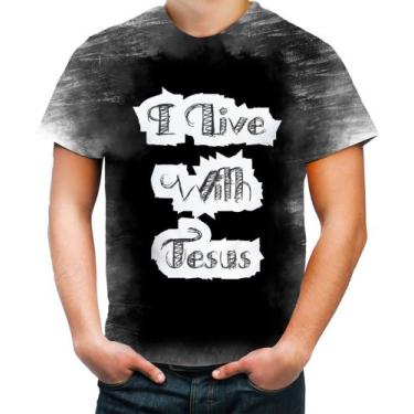 Imagem de Camiseta Desgaste I live With Jesus Biblia Gospel 2 - Kasubeck Store, 