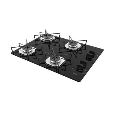 Imagem de Cooktop 4 Bocas Terim Vidro Preto Com 6 Apoios Preto Bivolt, Bivolt