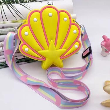 Imagem de Bolsa Infantil Silicone Criança Concha para Pequenos Itens Estampa de Borboleta Amarelo...