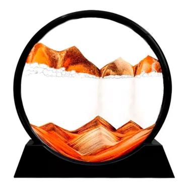Imagem de Ampulheta Decorativa Quadro Redondo Interativo para Decoração com Dunas de Areia em Vid...