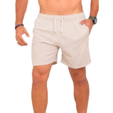 Imagem de Short Linho Masculino Mauricinho Básico Premium Casual Confortável Ver