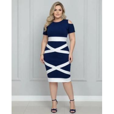 Imagem de Vestido Midi Plus Size X Moda Feminina Evangélica - Miss FLOWER, Marin