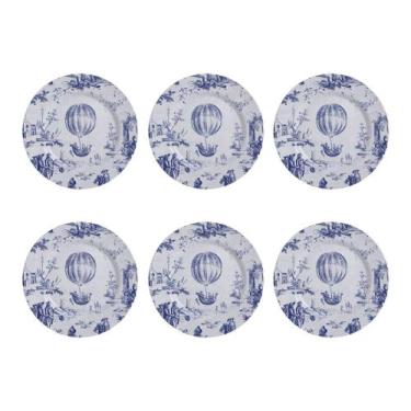 Imagem de Conjunto Pratos De Sobremesa Toile De Jouy 6 Peças 19,5cm Alleanza Azu