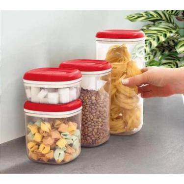 Imagem de Conjunto 3 peças Tupperware Modular Clear Transparente e Tampa Vermelh