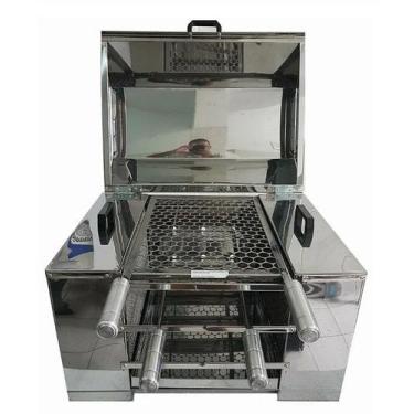 Imagem de Churrasqueira ecologica com tampa med 50x41 - inox 430 - METAL S.