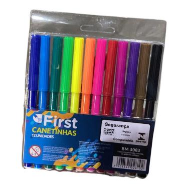 Imagem de Conjunto de Canetinhas Coloridas First Bikes 12 Unidades Plástico para Desenho Pintura e Escrita