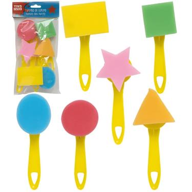 Imagem de Kit Esponjas de Pintura Infantis Yins Brasil YP7619 Formas Divertidas para Uso Escolar e Artesanato 6 Peças