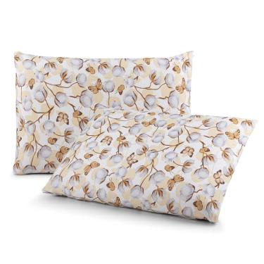 Imagem de Par de Fronhas Luar Estampado 50x70cm Malha 100% Algodão com Zíper Mostarda Clara Luz Decora