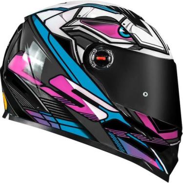 Imagem de Capacete Feminino LS2 FF358 Xdron Cyan Brilhante Fechado Moto Rosa, 62