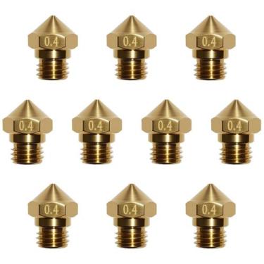 Imagem de Bicos para impressora 3D MK10 0,4 mm rosca M7 em latão, 10 peças - Mar