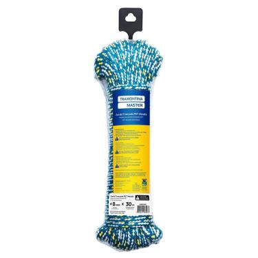 Imagem de Corda Trançada Pet Meada 8 mm X 30 m para Amarrações de Cargas 381 e 4 Kgf Azul Tramontina