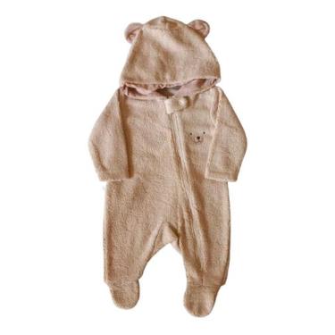 Imagem de Macacão Bebê Masculino Longo com Pezinho Bear Fofinho, Bege, RN