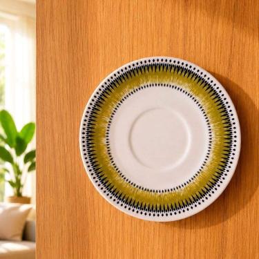Imagem de Pires Decorativo de Parede Tie Dye com Suporte em Cerâmica Branco