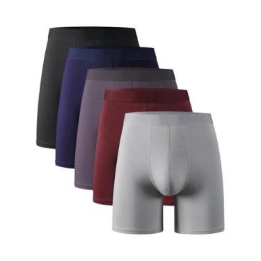 Imagem de Cuecas Boxer Masculinas De Perna Longa (5 Peças) Em Fibra De Bambu 95%