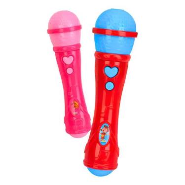 Imagem de Microfone Musical Infantil Canta Toca Voz Brinquedo Plástico 20cm Rose