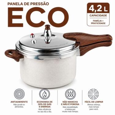 Imagem de Panela de Pressão Eco 4,2L Antiaderente Econômica Cream Cabo Amadeirad