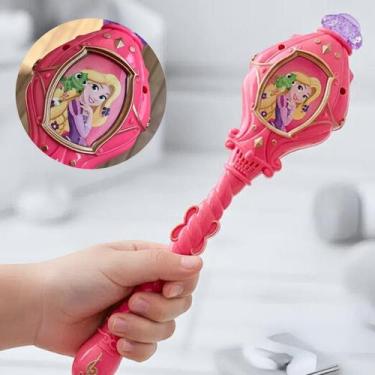 Imagem de Varinha Magica Rapunzel Princesas Rosa Branca de Neve com Luz Brinqued