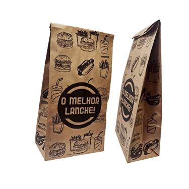 Imagem de 100 Saco De Papel Impresso P/Lanche Kraft 35X20x11,5cm 10kg