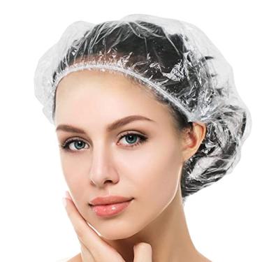 Imagem de Touca de banho descartável engrossada e faixa ampliada pacote independente 100 peças/saco touca de banho engrossada branca 44cm