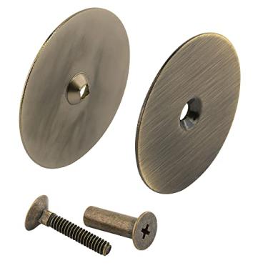 Imagem de Prime-Line U 10088 Placa de cobertura de furo de porta de aço, latão antigo (pacote único)