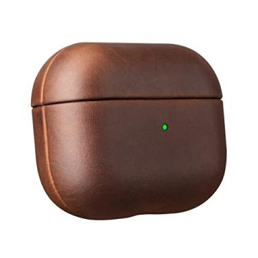 Imagem de Capa de couro para AirPods Pro, MAOGOMA capa de couro bovino premium vintage com cera de óleo para AirPods Pro (AirPods 3), totalmente embrulhada à mão, LED frontal visível, marrom escuro