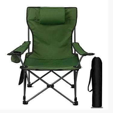 Imagem de Cadeira de acampamento dobrável suporte armação de aço para esportes ao ar livre, piquenique, festival, caminhadas, mochila com bolsa de transporte, verde, 53 * 53 * 89 cm