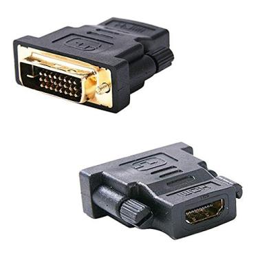 Imagem de Adaptador de vídeo macho HDMI fêmea para DVI-D banhado a ouro Importar520, Preto, 1 Pack