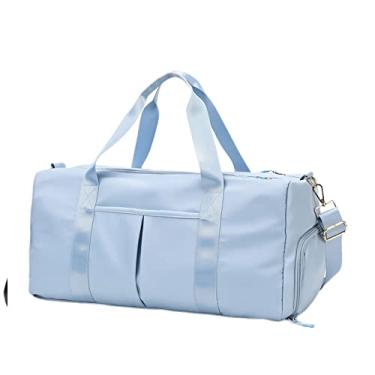Imagem de Bolsa De Ginástica Seca E úmida Separada Bolsa De Viagem à Prova D'água Com Compartimento Para Sapatos Bolsa Esportiva Para Treino De Viagem Esportes Ioga (Azul Claro)