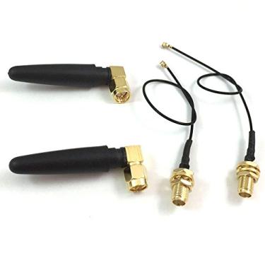 Imagem de CENXIFJUDZ Antena WiFi 2,4 GHz 2,4 G 2dbi SMA macho (pino) conector antena de rede com mini PCI U.FL para SMA fêmea WiFi Pigtail RF1.13 cabo 15 cm (embalagem com 2)