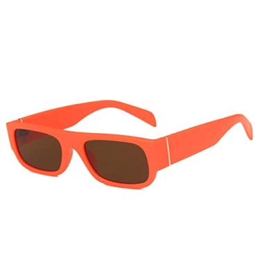 Imagem de Óculos de sol femininos retrô pequenos retângulos moda óculos de sol roxos uv400 óculos de sol quadrados masculinos, chá de laranja fosco, como a imagem