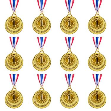 Imagem de Abaokai 12 peças de medalhas de ouro para o primeiro lugar - prêmios de ouro para esportes, competições, festas, abelhas ortográficas, estilo olímpico, 5 cm