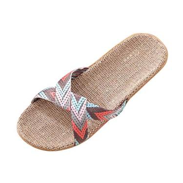 Imagem de Chinelos casuais para casa interior sapatos de praia femininos moda slides chinelos femininos chinelos S para mulheres tamanho 6, rosa, 7